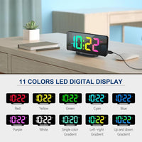 Digital Alarm Clock, Large LED Digital Clock for Bedrooms with 10 Color Changing Night Light, Adjustable Brightness, USB Charging Port, Bedside and Desk Clock for Living Room Office Decor (Black)