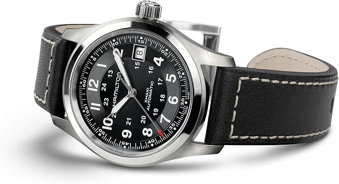 Men Watch: Hamilton Khaki Field Automatic 38mm Stainless – Side View