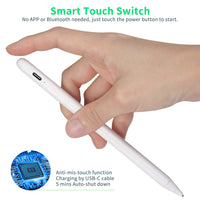 Electronic Stylus for iPad Mini 4 7.9" 2015 Pencil,Active Capacitive Pencil Compatible with Apple iPad Mini 4 7.9-inch Stylus Pens,Good on Drawing and Writing Type-C Rechargeable Pen, White