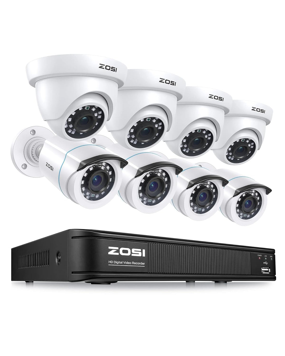 ZOSI 8CH Full 960H CCTV Securtiy DVR Recorder 1000TVL 4PCS Bullet 4PCS Dome Outdoor Cameras Security Surveillance System Kit