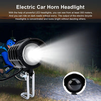 Teror Horn Headlight,Electric Scooter 2 in 1 Headlight Horn 12V‑72V Waterproof Electric Bicycle Light with Horn