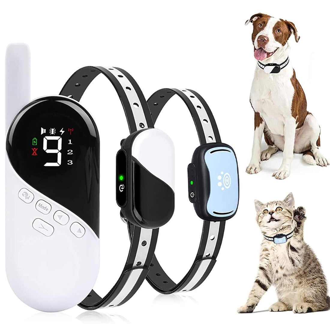 Pumila Dog Training Collar - Rechargeable Dog Shock Collar w/3 Modes, Beep, Vibration and Shock, Waterproof Pet Behaviour Training for Extra Small, Medium, Large Dogs (White)