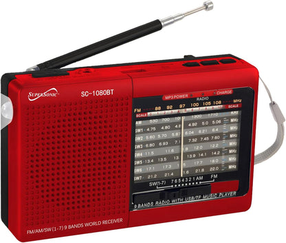 Supersonic SC-1080BT 9-Band Radio with Bluetooth – Front View
