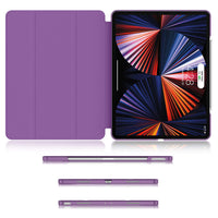Soke New iPad Pro 12.9 Case 2021(5th Generation) - [Slim Trifold Stand + 2nd Gen Apple Pencil Charging + Smart Auto Wake/Sleep],Premium Protective Hard PC Back Cover for iPad Pro 12.9 inch(Purple)