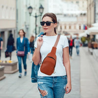 YQC Small Sling Bag for Women -Stylish Vegan Leather Fanny Pack Crossbody bags -Guitar Strap Women's Chest Bag for Travel