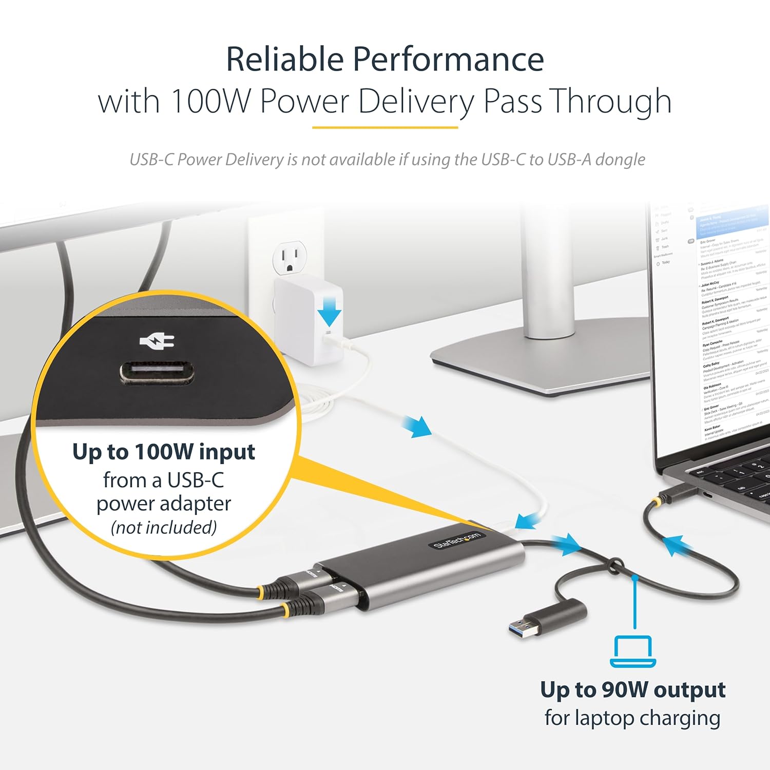 StarTech.com USB-C Dual HDMI Adapter - USB-C/USB HDMI Adapter for 2 4K 60Hz Monitors - 100W PD Pass-Through - USB C to HDMI - USB-C to HDMI Multi-Monitor Adapter/Video Converter (109B-USBC-HDMI)