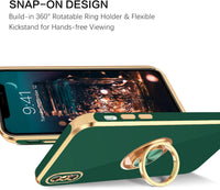 BENTOBEN iPhone Xs Case, Phone Case iPhone X, Slim Fit Sparkly Kickstand Ring Holder Design Shockproof Protection Soft TPU Bumper Drop Protective Girls Women Boys iPhone Xs/X 5.8" Cover, Green/Gold