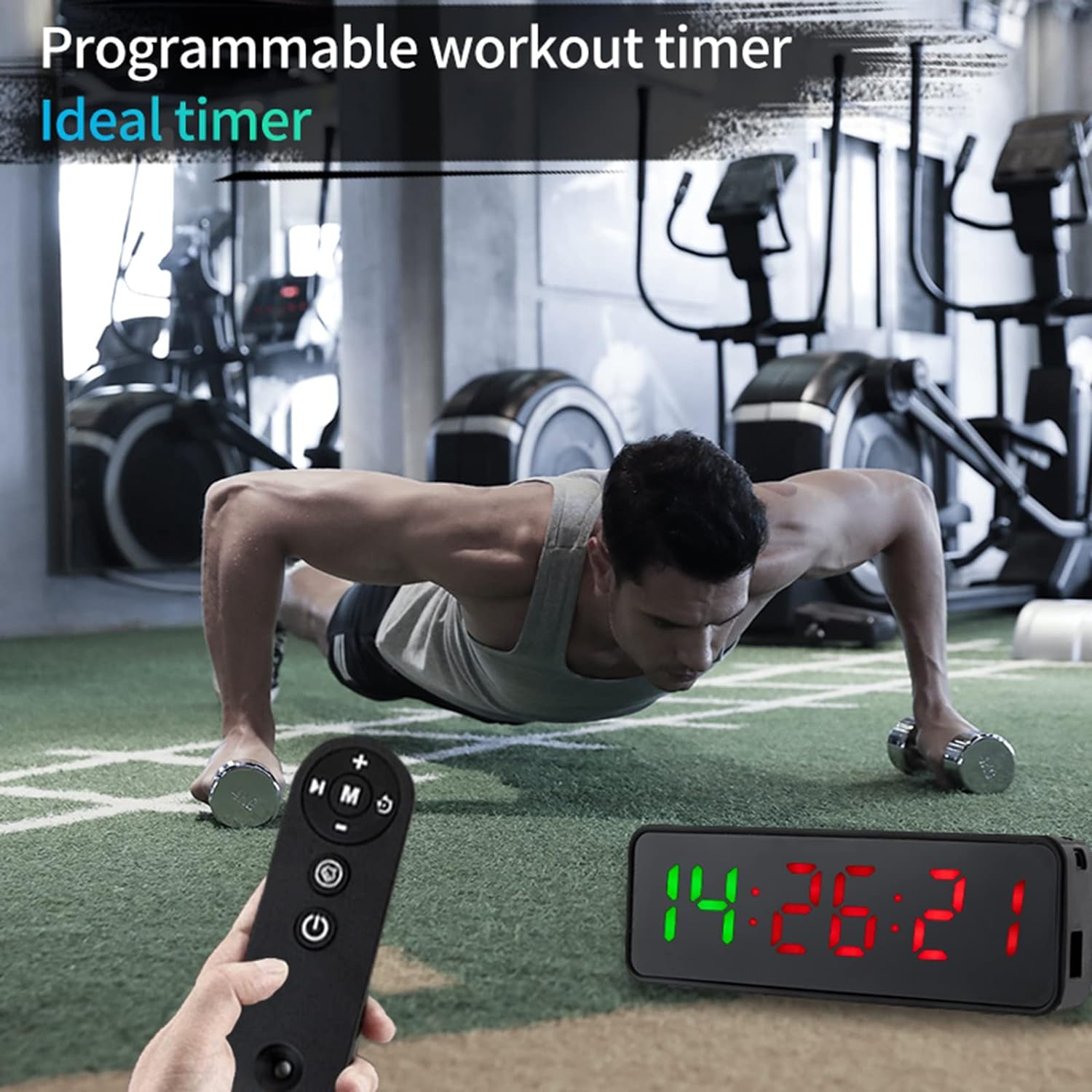 LED Gym Timer Clock for Home Gym, Tabata Timer and HIIT Timer for Interval Workout, Portable Fitness Timer Clock, Home Gym Accessories for Exercise, Boxing Timer Digital Display Clock with Remote