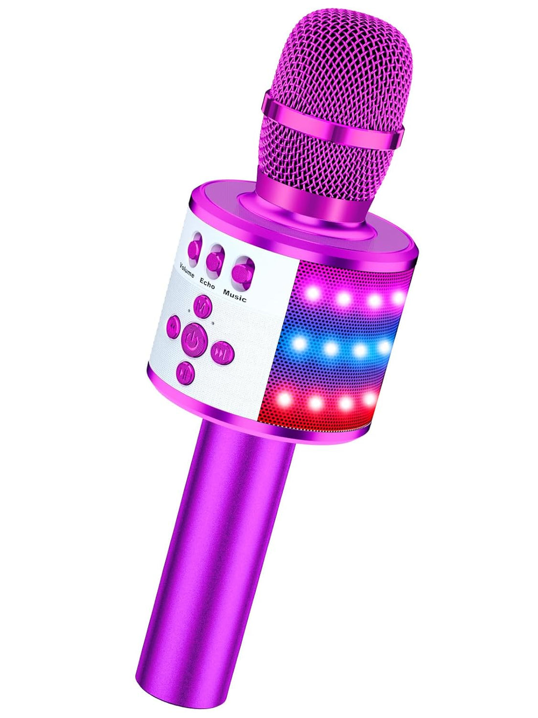 BONAOK Wireless Bluetooth Karaoke Microphone with Controllable LED Lights, Portable Handheld Karaoke Speaker Machine Birthday Home Party for All Smartphone (Q78 Purple)