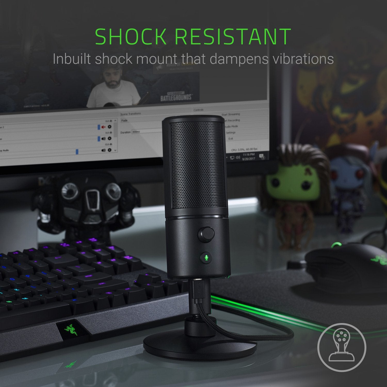 Razer Seiren X - Professional-Grade High-Definition Studio Sound USB Digital Condenser Microphone - Optimized for Streaming Twitch/Youtube - Built-In Shock Mount