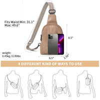 HKCLUF Crossbody Sling Bag for Women,Vegan Leather Crossbody Fanny Packs Fashion Chest Bag for Women with Adjustable Strap