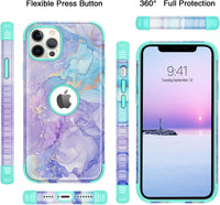 BENTOBEN iPhone 12 Pro Max Case, Slim Marble Pattern 2 in 1 Heavy Duty Rugged Shockproof Protection Hybrid Bumper Drop Protective Girls Women Boy Men Phone Cover for iPhone 12 Pro Max 6.7”, Purple