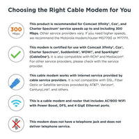 Motorola 16x4 High-Speed Cable Gateway with WiFi 686 Mbps DOCSIS 3.0 modem AC1900 Wi-Fi Gigabit Router with Power Boost Certified by Comcast Charter Spectrum Time Warner Cable Cox More MG7550