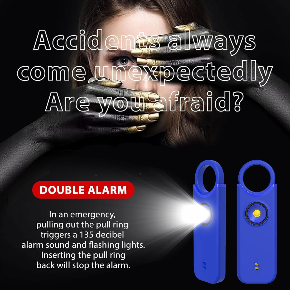 ARPHTYL Self Defense Keychain for Women Personal Safety Alarm Rechargeable Security Siren Protection Devices Panic Buttons Emergency 135db Strobe Light Upgraded Vibration Sensing Mode (Klein Blue)