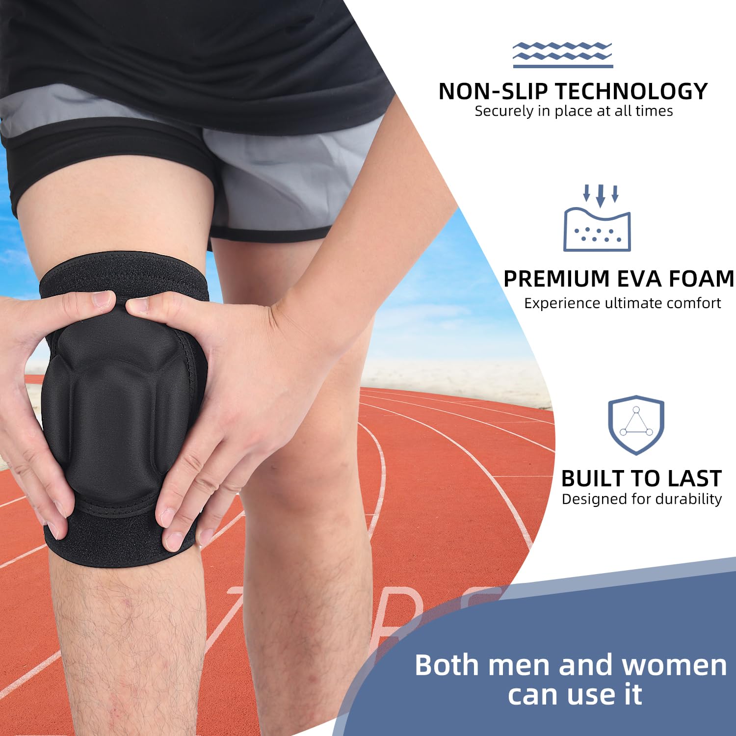 Anti-Slip Collision Avoidance Knee Pads, Patellar Fixation, Adjustable Knee Support, Sports and Garden Work Protection, With GEL Soft Inner Liner, 1 Pair