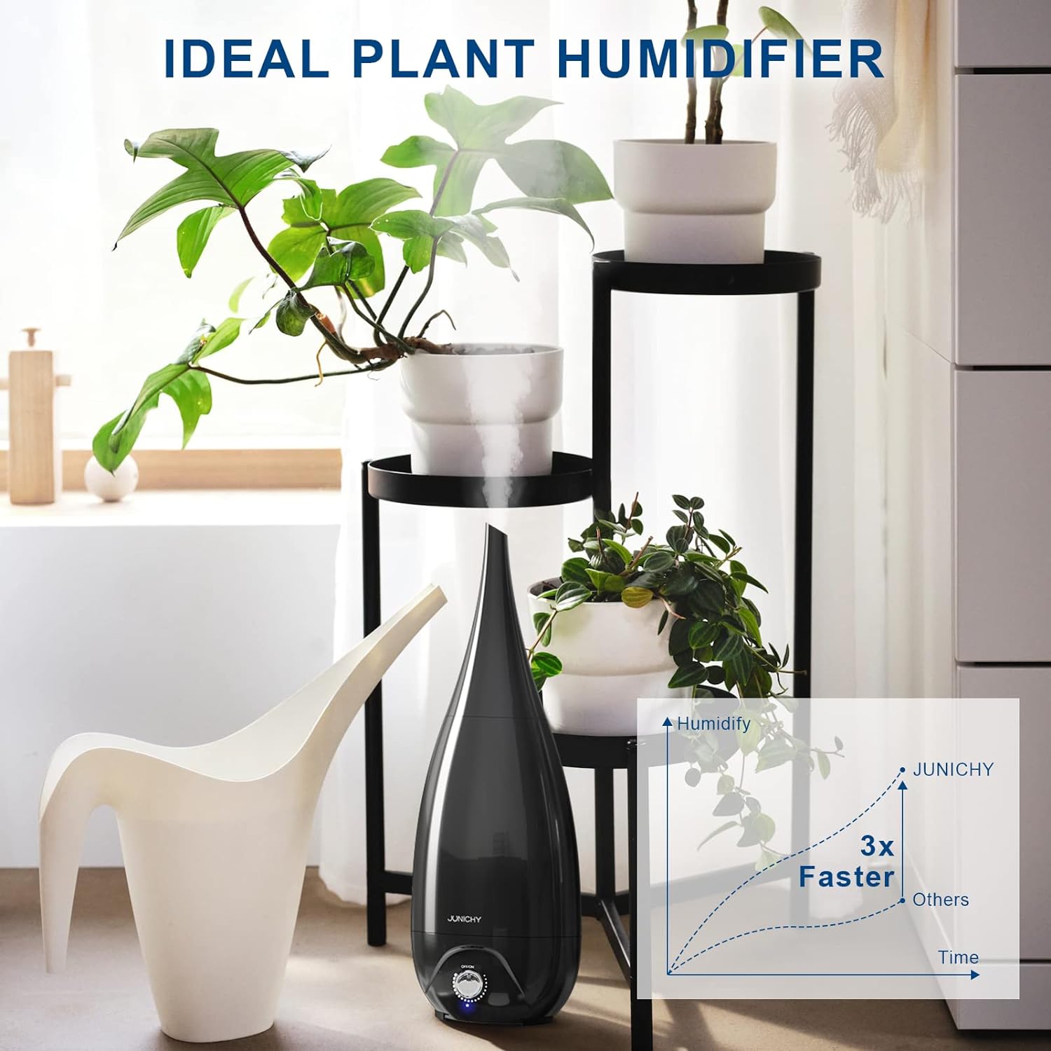 Humidifiers 3L Black Humidifiers For Bedroom Filter Free Plant Humidifier Auto Shut-Off Humidifier with Diffusers 360° Nozzle Desktop Humidifier Quiet Air Humidifier For Home Office Desktop Plants