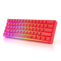 HK Gaming GK61 Mechanical Gaming Keyboard - 61 Keys Multi Color RGB Illuminated LED Backlit Wired Programmable for PC/Mac Gamer (Gateron Optical Brown, Red)
