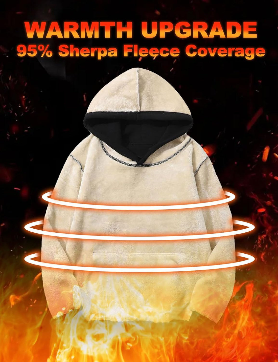 Flygo Men's Casual Fleece Sherpa Lined Hoodie Winter Warm Pullover Hooded Sweatshirt