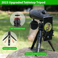 12x50 HD Monocular Telescope for Smartphone Monoculars for Adults High Powered Compact Handheld Telescope with Tripod, Hand Strap Waterproof Monocular Scope for Bird Watching Camping Wildlife Hiking