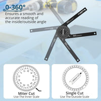 ALLmeter 7-Inch Aluminum Miter Saw Protractor with Laser Engraved Scales for Accurate Angles