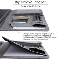 Kaitiaki Folio Cover Compatible with Rocketbook Pro 2.0 Smart Notebook, Organized Portfolio with Pen Loop, Business Card Holder, File Pocket, Zipper Pouch, Waterproof Fabric, Letter Size, Gray