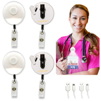 BadgeBright Rechargeable Badge Light on Retractable Badge Holder (2 Pack), Nurse Badge Reel Light, Nurse Light Clip On, Badge Lights for Nurses, Night Shift Nurse Accessories for Work, Nurse Gifts