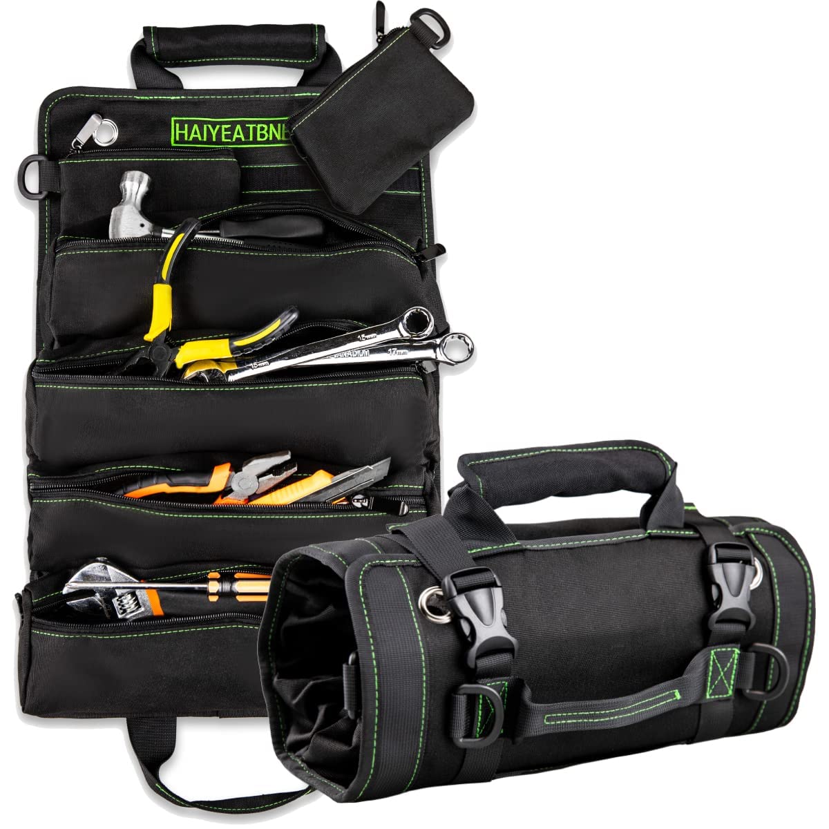 Tool Roll Up Bag,Heavy Duty Tool Bag Organizer with 6 Tool Bags,Rolling Tool Bag for Motorcycle and Truck,HVAC Tool Bag for Electricians and Mechanic