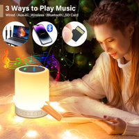 Vepiant Night Light Bluetooth Speaker Wireless Portable Smart Touch Control Lamp for Bedrooms Living Room Portable Bedside Lamp Table,MP3 Music Player Colorful Led Table Lamp(Two Pieces)