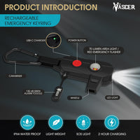 Vascer Personal Safety Alarm - Rechargeable Emergency Key Ring Alarm with Loud Siren, 400-Lumen Flashlight, 70-Lumen Side Light - IPX4 Waterproof Security Key Chain with Whistle - 40-Hour Battery Life