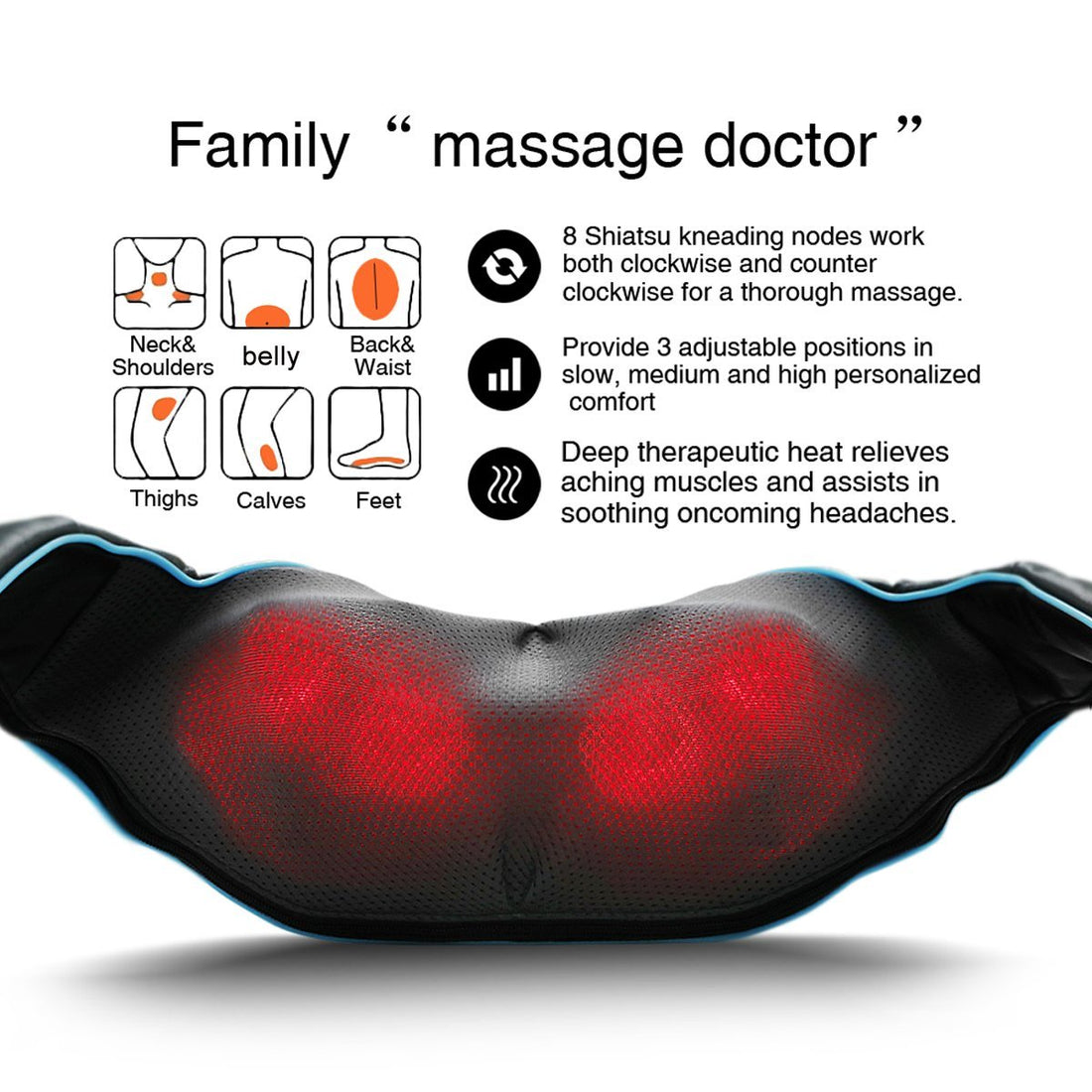 Shiatsu Back Shoulder and Neck Massager with Heat - Electric Deep Tissue 4D Kneading Massage for Shoulder, Back and Neck - Best Gifts for Women/Men/mom/dad - FDA Approved