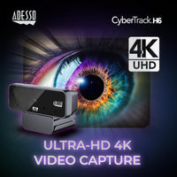 Adesso Cybertrack H6 4K Ultra HD USB Webcam with Built-in Dual Microphone & Privacy Shutter Cover, Black