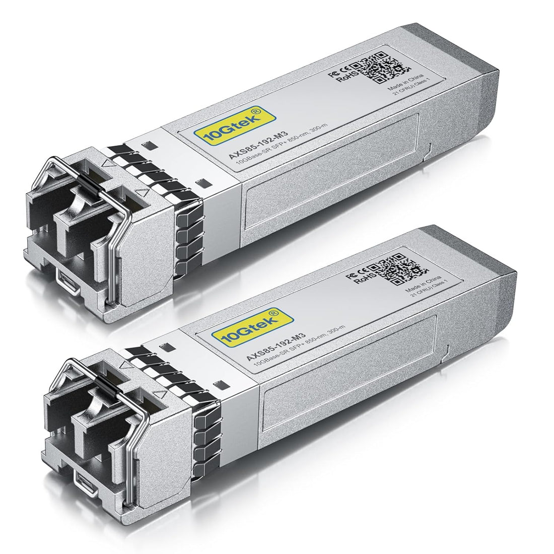 10GBase-SR SFP+ Transceiver, 10G 850nm MMF, up to 300 Meters, Compatible with Cisco SFP-10G-SR, Meraki MA-SFP-10GB-SR, Ubiquiti UF-MM-10G, Mikrotik, Netgear and More, Pack of 2