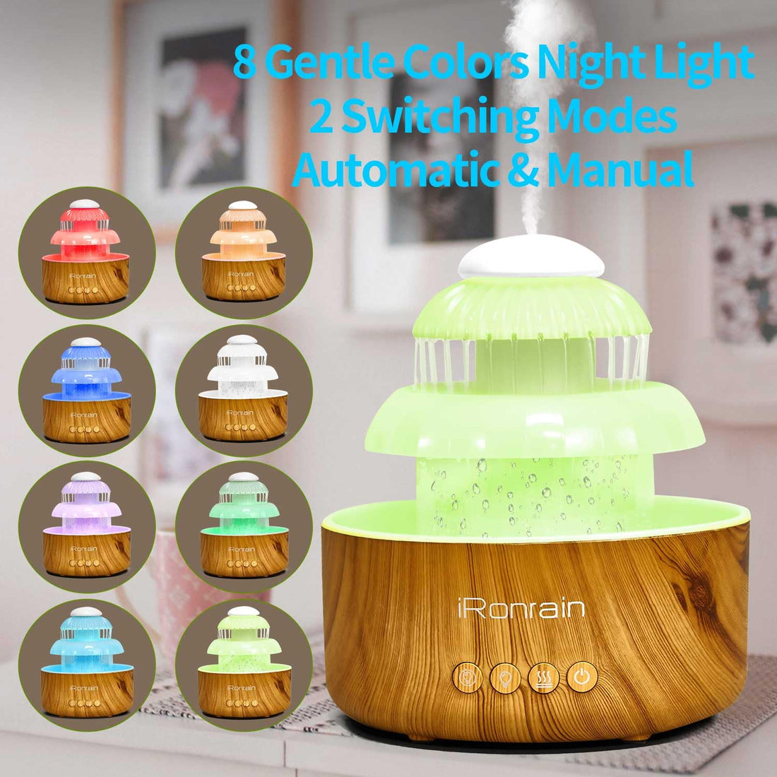 iRonrain Water Drip Rain Cloud Humidifier with 7 Colors Lights Changing