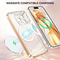 BENTOBEN Compatible with iPhone 15 Pro Case, Phone Case iPhone 15 Pro with MagSafe, Clear Magnetic Plated Slim Thin Shockproof Soft TPU Electroplated Bumper Protective Cover for 15 Pro 6.1", Gold