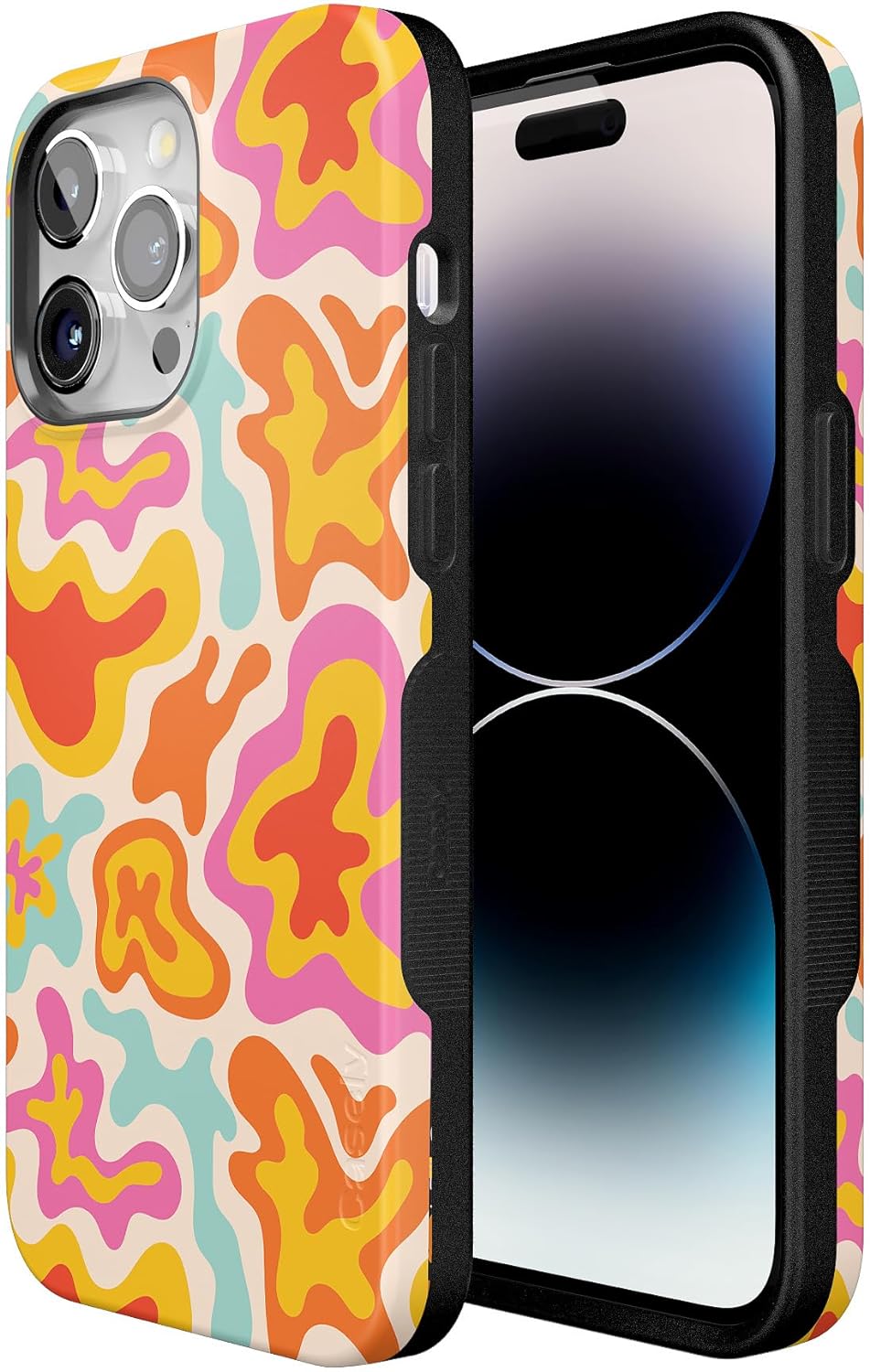Casely Designed for iPhone 15 Pro Case | Color Splash | Abstract Retro Floral Bold Case | Compatible with MagSafe