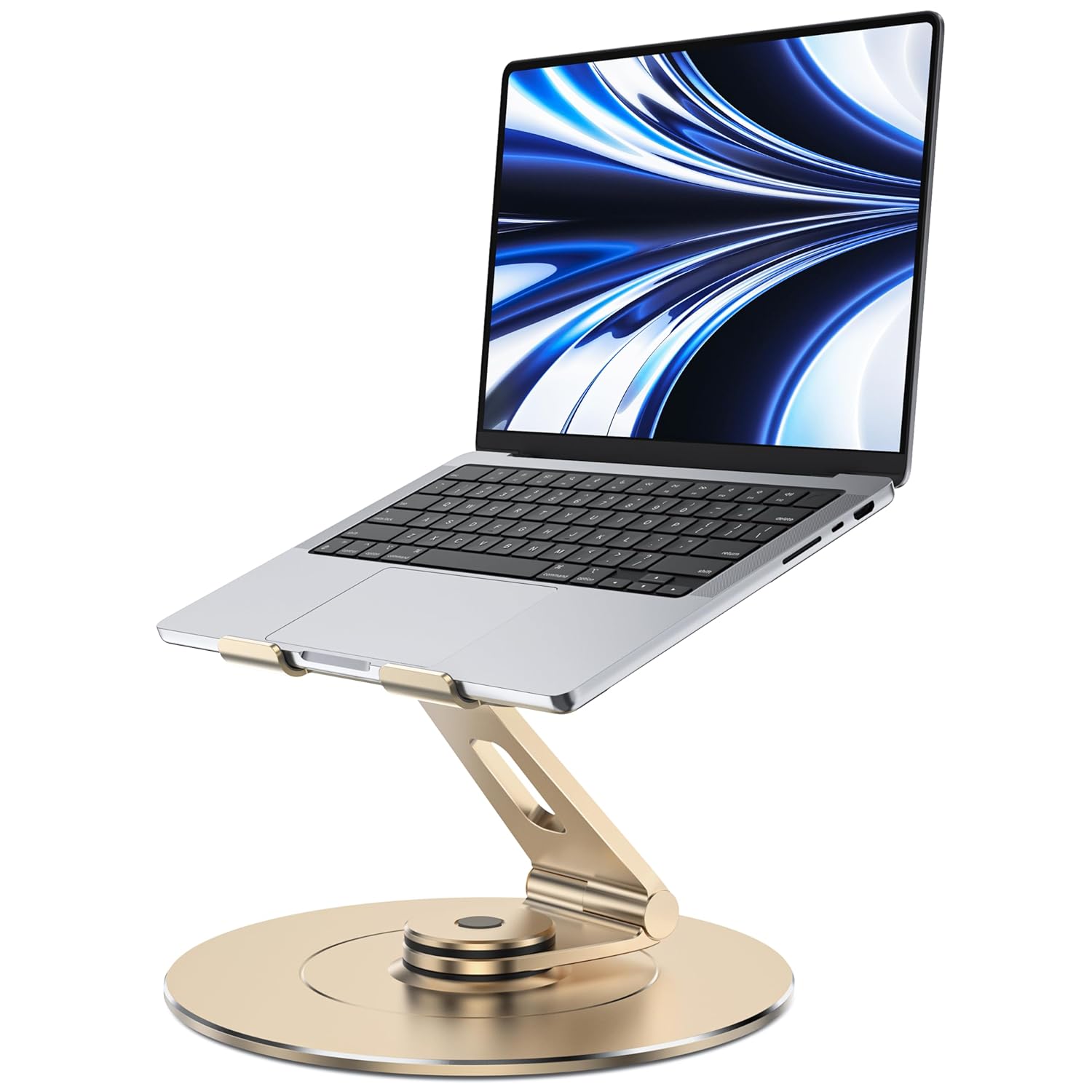 LOXP Ultra-Stable Swivel Laptop Stand for Desk, 300% Larger Base Stability, Military-Grade Aluminum, Anti-Loosening Structure, Height Adjustable Laptop Stand, Suitable for 10"-17.3",Champagne Golden