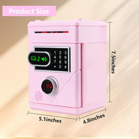 Veilxty Touch Screen Piggy Bank Electronic Password Piggy Bank for Kids, Music Piggy Bank Counting Money Bank Coin Bank ATM Banks for Boys and Girls (Pink)