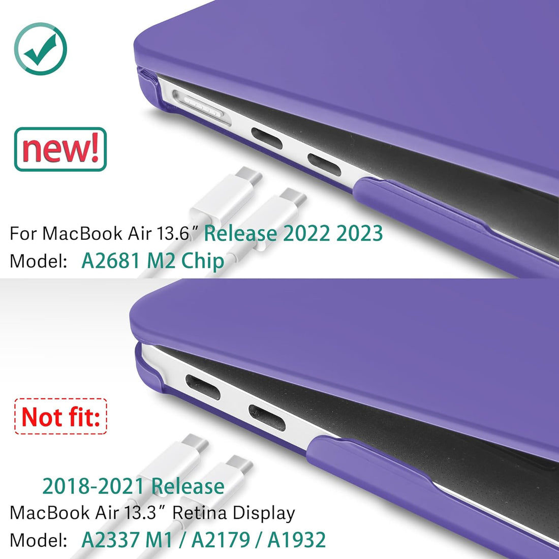 May Chen Compatible with [2022 Newest Release] MacBook Air 13.6 Inch Model A2681, Plastic Hard Shell Case for MacBook Air 13 inch Apple M2 Clip with Liquid Retina Display Fits Touch ID, Deep Purple