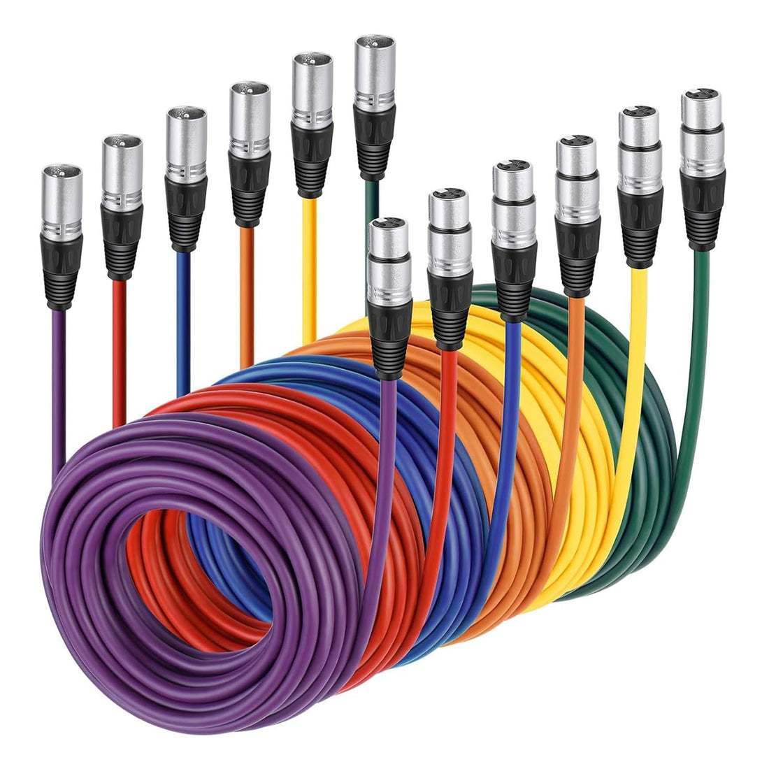 Neewer 6-Pack Audio Mic Cable Cords 24.9 feet/7.6 meters -XLR Male to XLR Female Colored Snake Cables (Purple/Red/Blue/Orange/Yellow/Green)