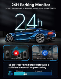 AZDOME 5G WiFi 4K Dash Cam for Car, Free 64GB Card 4K+1K Dual Dash Camera Front and Rear, 3.19“ IPS Screen On-Dash Cameras, 170° Super Night Vision Built-in GPS 24H Parking Mode for Truck, Black