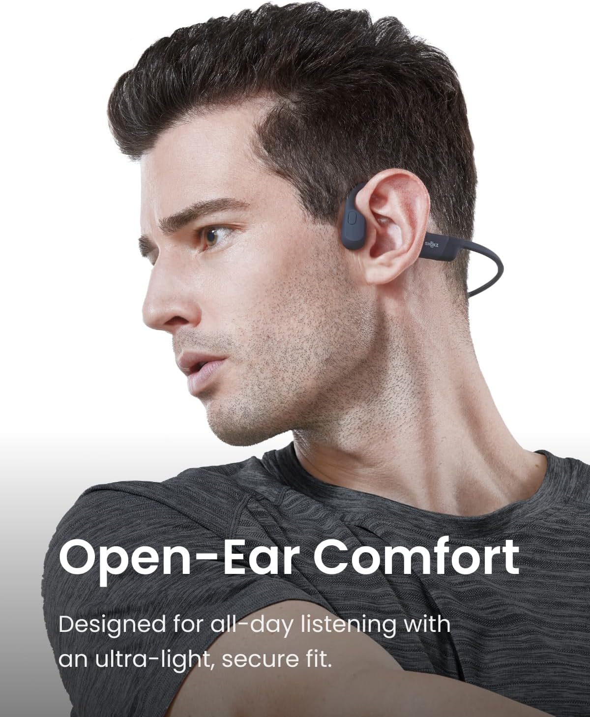 SHOKZ OpenRun: Open-Ear Bluetooth Bone Conduction Sport – Side View