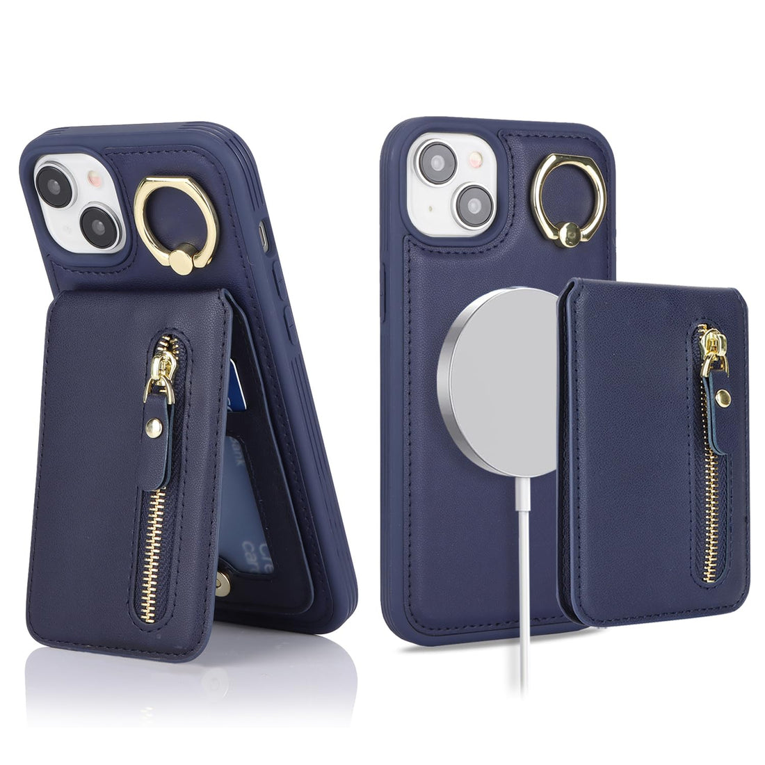 Ｈａｖａｙａ for iPhone 14 Plus Case with Card Holder iPhone 14 Plus Phone case magsafe Compatible for Women Leather Zipper Phone Wallet Detachable 2-in-1 Magnetic for Men-Blue