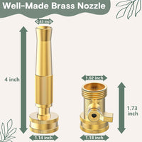 Twinkle Star Heavy-Duty Brass Adjustable Twist Hose Nozzle, High Pressure Hose Nozzle with On-Off Valve, Leak-Free Operation 3/4" GHT Connector 4 Pack