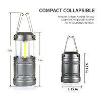 2 Pack Collapsible Camping Lantern with Magnetic Base Ultra Bright COB LED Lanterns for Hurricanes,Camping Hiking Power Outage