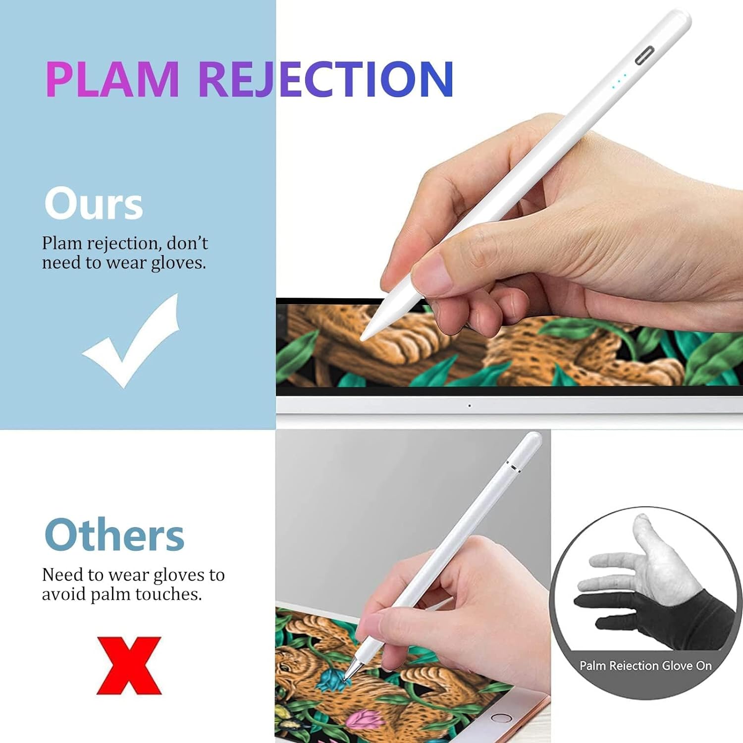 Stylus Pen for iPad with Palm Rejection, Apple Pencil for (2018-2022) iPad Pro 11/12.9, iPad 10th/9th/8th/7th/6th Gen, iPad Air 5th/4th/3rd Gen,iPad Mini 6/5 with 4ps Nibs