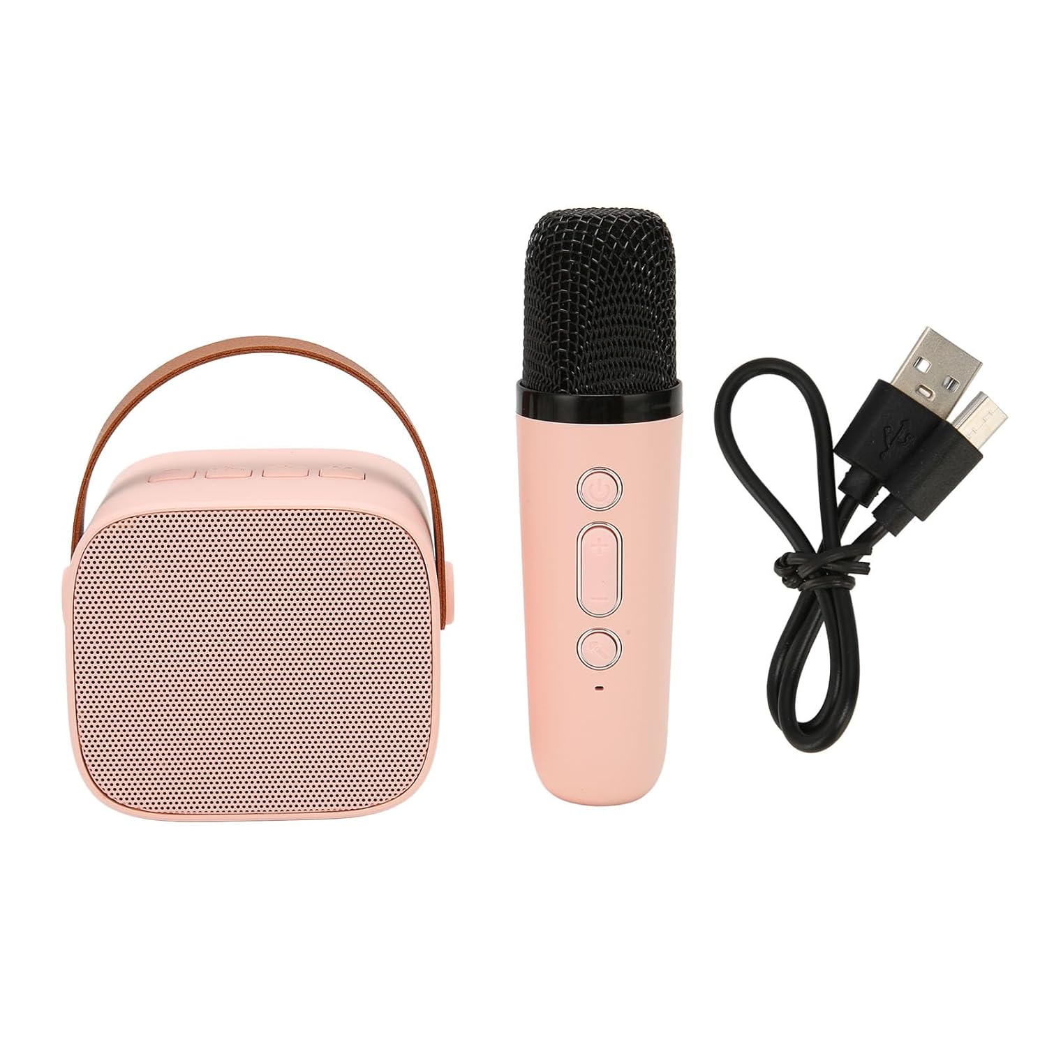GOWENIC Portable Bluetooth Speaker with Microphone Set, Karaoke Machine for Adults and Kids, PA Singing Speaker System Set, Retro Bluetooth Speaker with Machine (Pink)