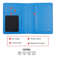 Deziliao Passport and Vaccine Card Holder Combo, PU Leather Passport Holder with Vaccine Card Slot, Passport Wallet for Men and Women, Blue, Basic