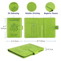 TOURSUIT RFID Passport and Vaccine Card Holder Combo, Travel Document Holder Case Cover, Leather Travel Passport Wallet Organizer Women with Vax Vaccination Card Protector Slot 4x3, Green, Passport and Vaccine Card Holder Combo