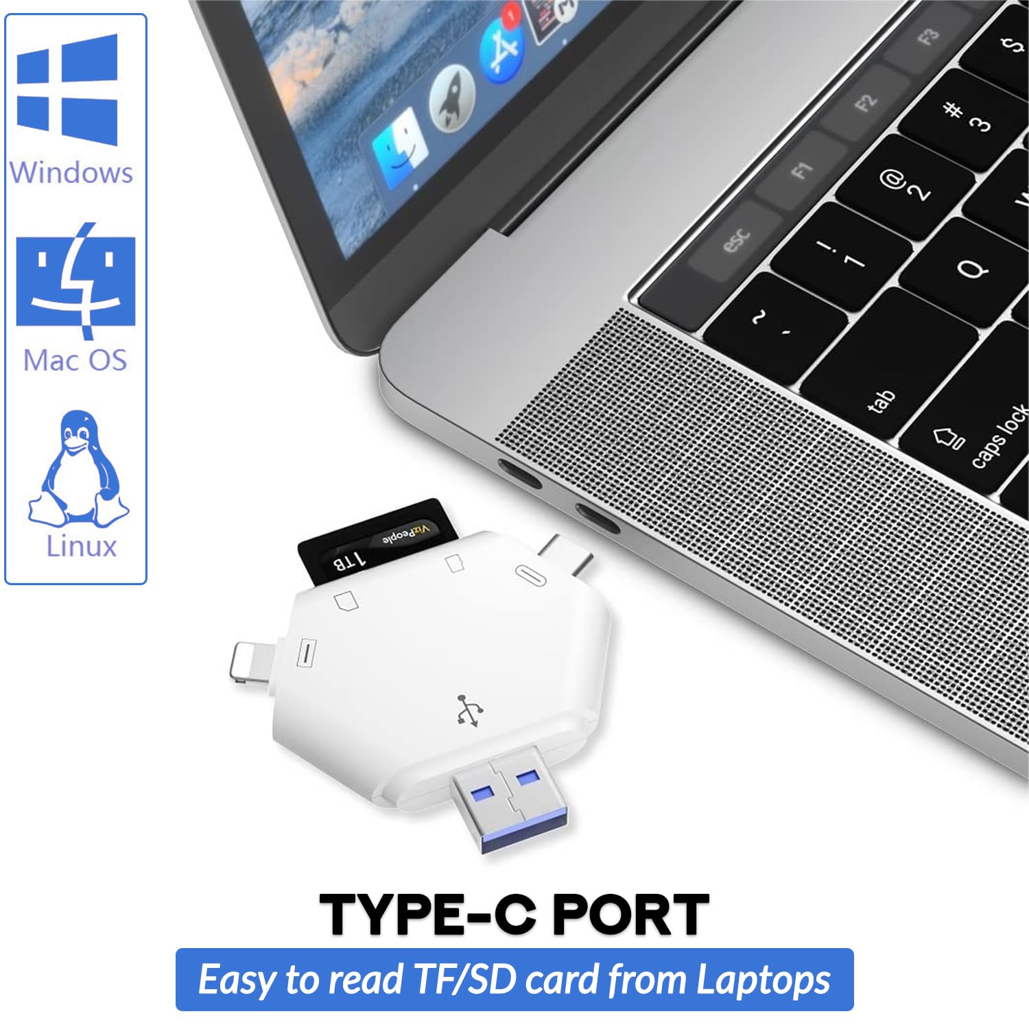 3-in-1 Portable SD Memory Card Reader : Lightning-Fast Data Transfer, Simplicity at Your Fingertips - Compact Flash Card Reader, sd Card Reader USB c - Micro sd Card Reader - Card Reader