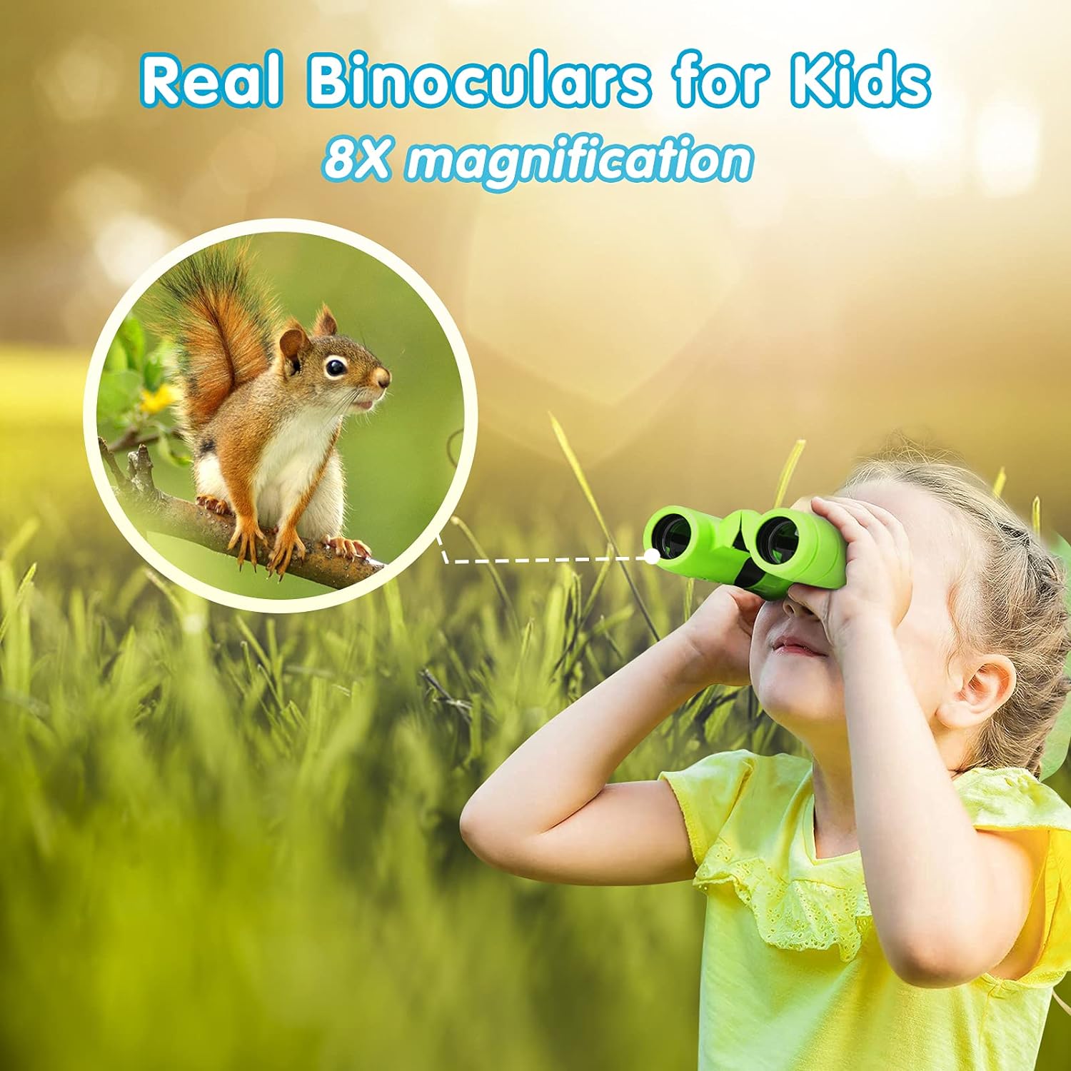 Binoculars for Kids, Gifts for 3-12 Year Boys Girls, Compact Kids Binoculars 8x21 High-Resolution for Bird Watching, Camping, Exploration, Hiking, Hunting, Sports Events and Safari Park (Green)